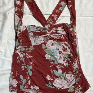 Free People Floral Cross-Back Women Top Size S (runs big)